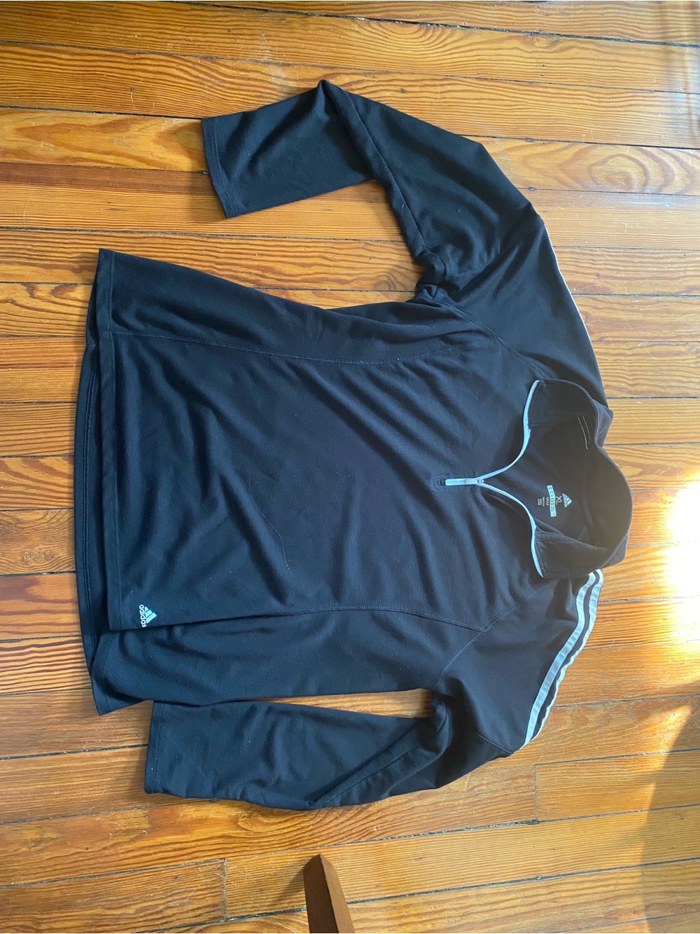adidas Men’s Black 3/4 Sleeve half zip with white Trim